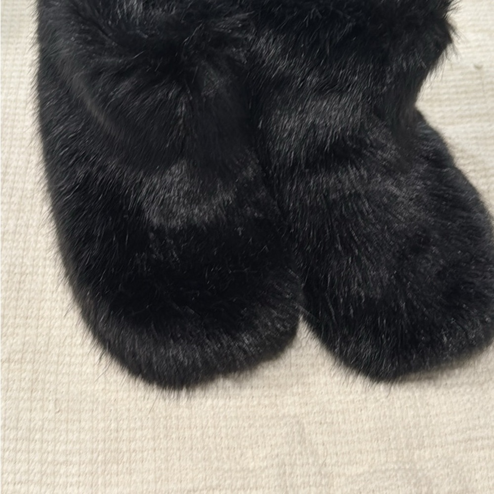 UGG Black Furry Slippers